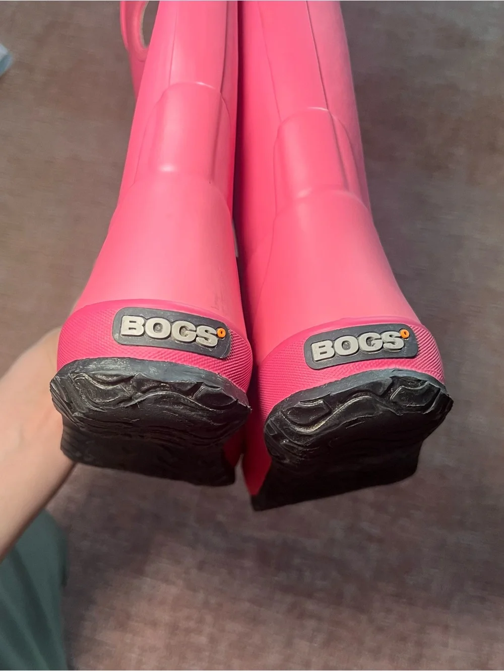 Bogs Hot Pink Kids' Waterproof Pull-On Rain Boots with Handles Size 10